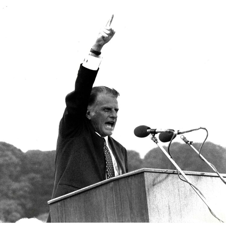 Billy Graham preaching at Convention in 1975